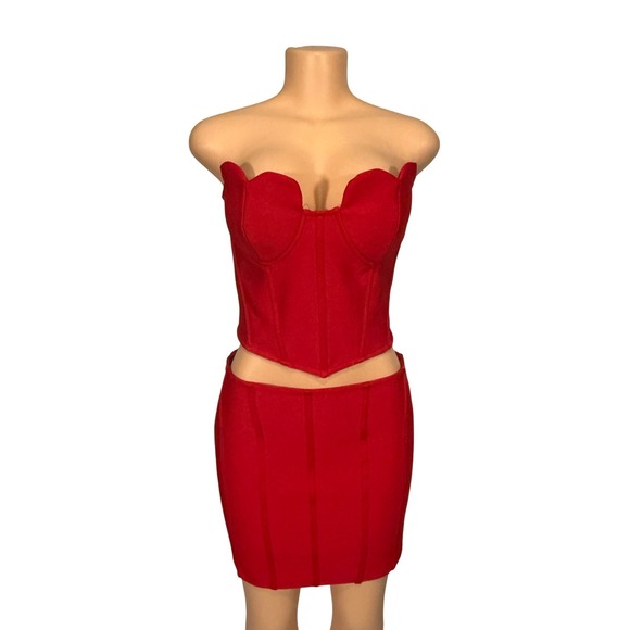 Fashion Nova Dresses & Skirts - Fashion Nova My Sweetheart Skirt Red Bandage 2 Piece Set XL NWT